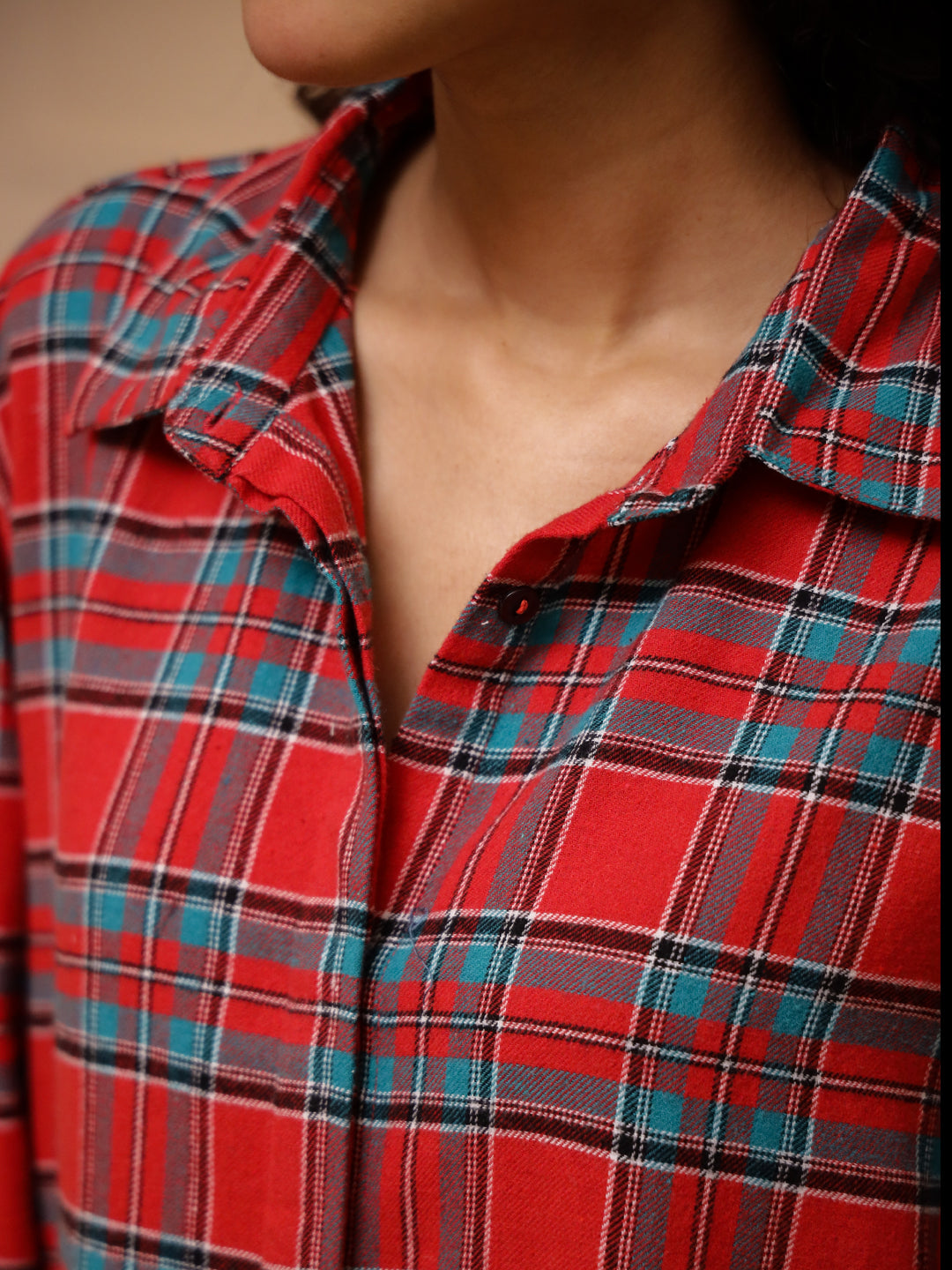 Red Checks Cashmere Winter Loungewear Set