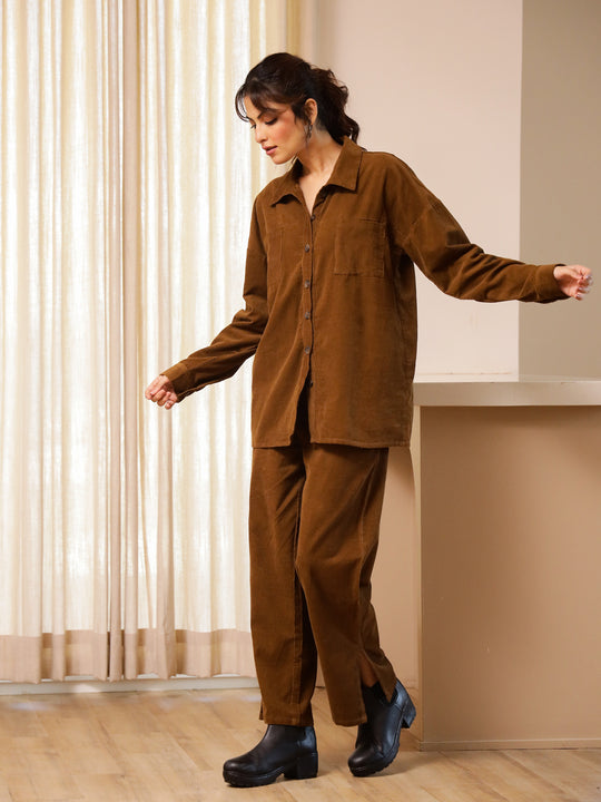 Brown Corduroy Co-ord Set