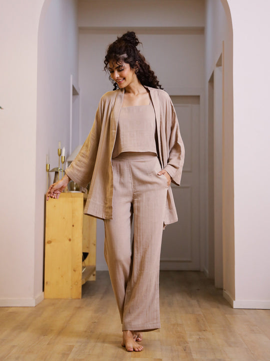 Set of 3 Cotton GAUZE  Night Suit Set