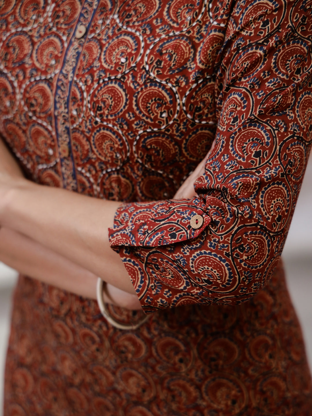 Red Cotton Printed Kurta for Women - SanskrutiHomes 