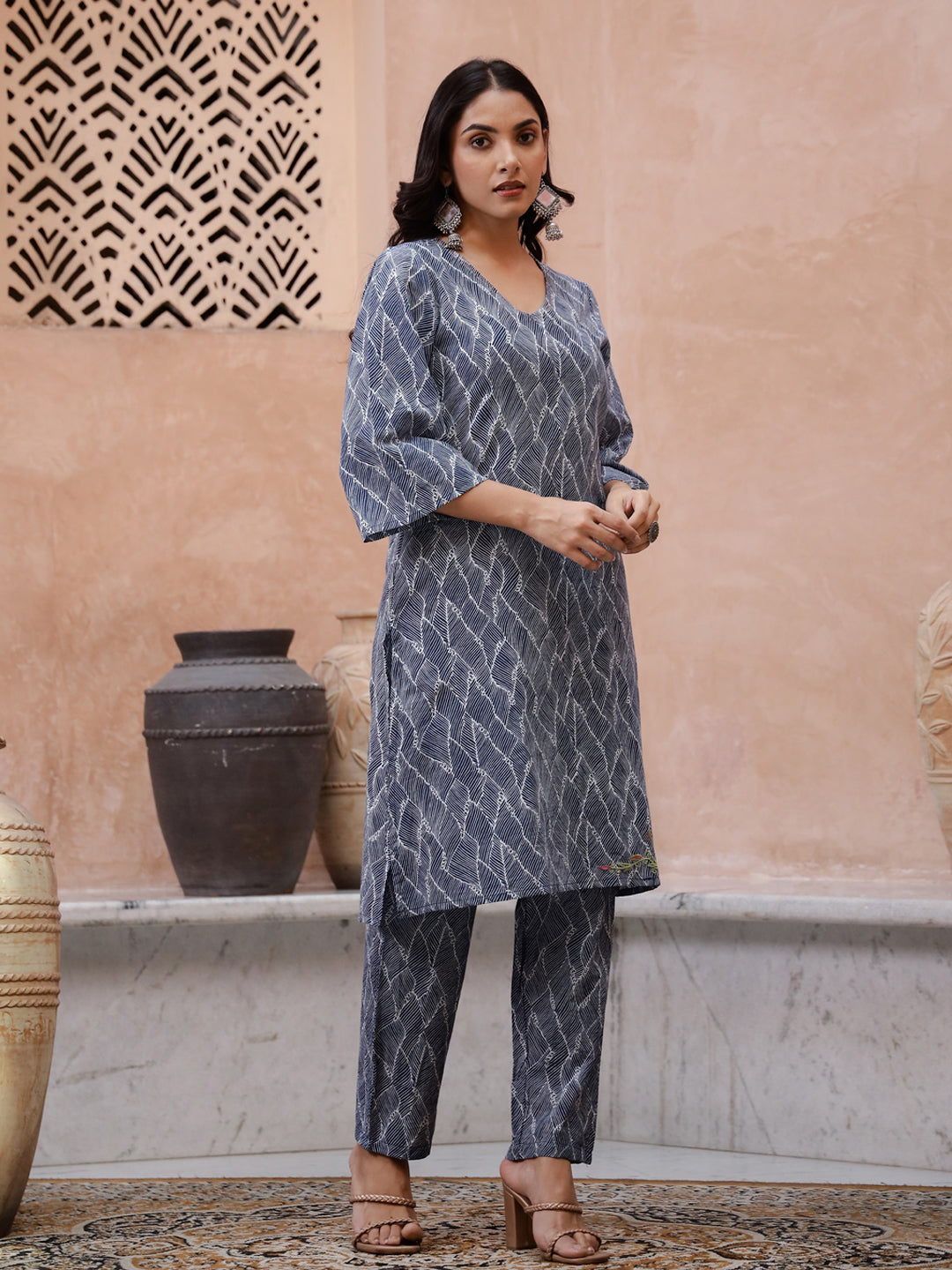 Floral Printed Kurta Set - SanskrutiHomes 