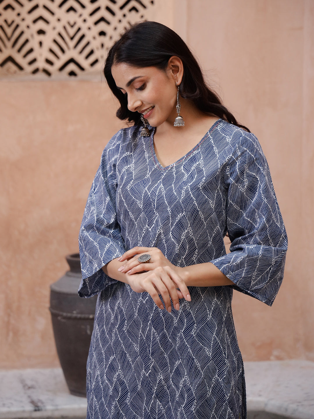 Floral Printed Kurta Set - SanskrutiHomes 