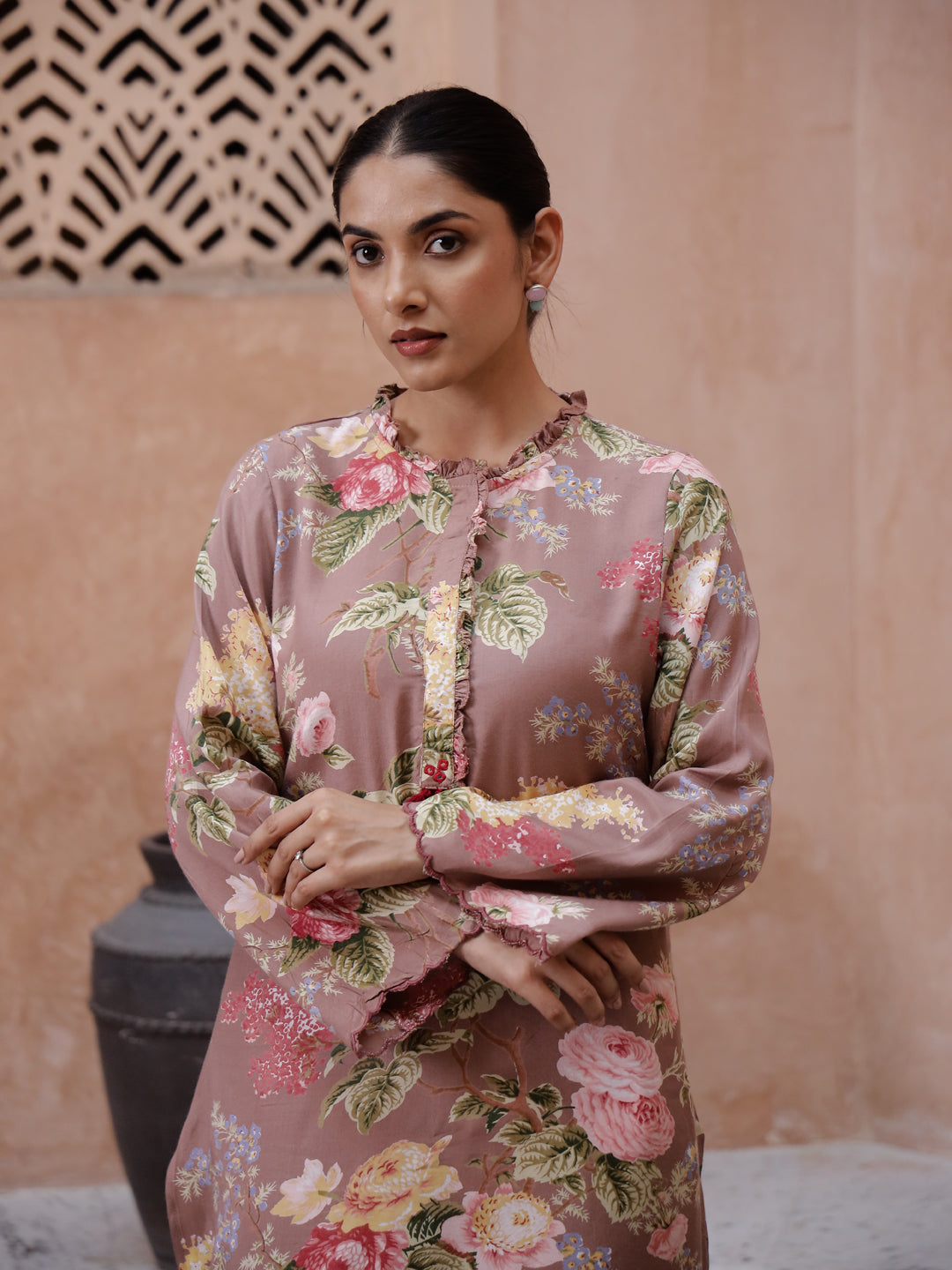 Floral Printed Kurta Set - SanskrutiHomes 
