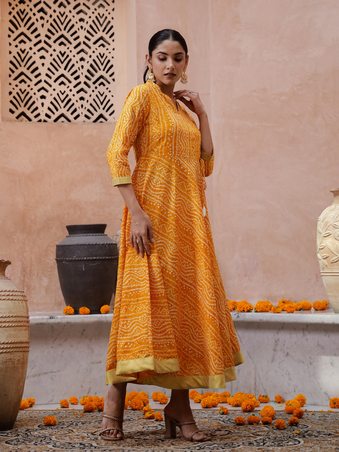 L Printed Cotton Ethnic Dress