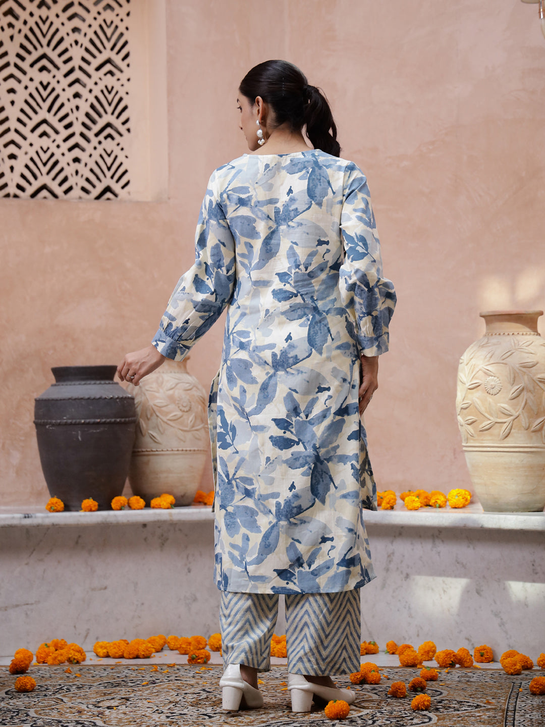 Floral Printed Kurta Set - SanskrutiHomes 