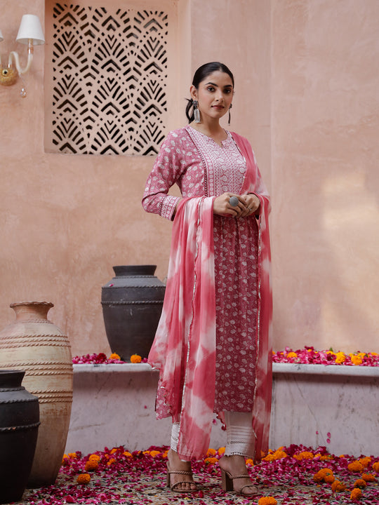 Floral Printed Kurta Set with Dupatta