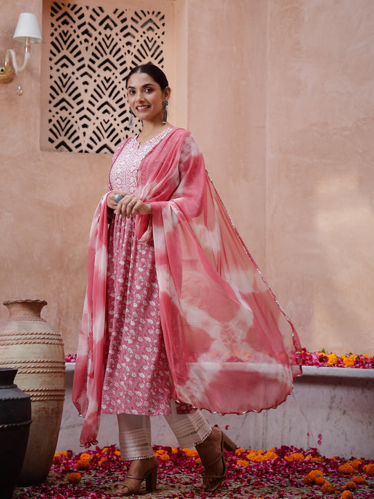 Floral Printed Kurta Set with Dupatta