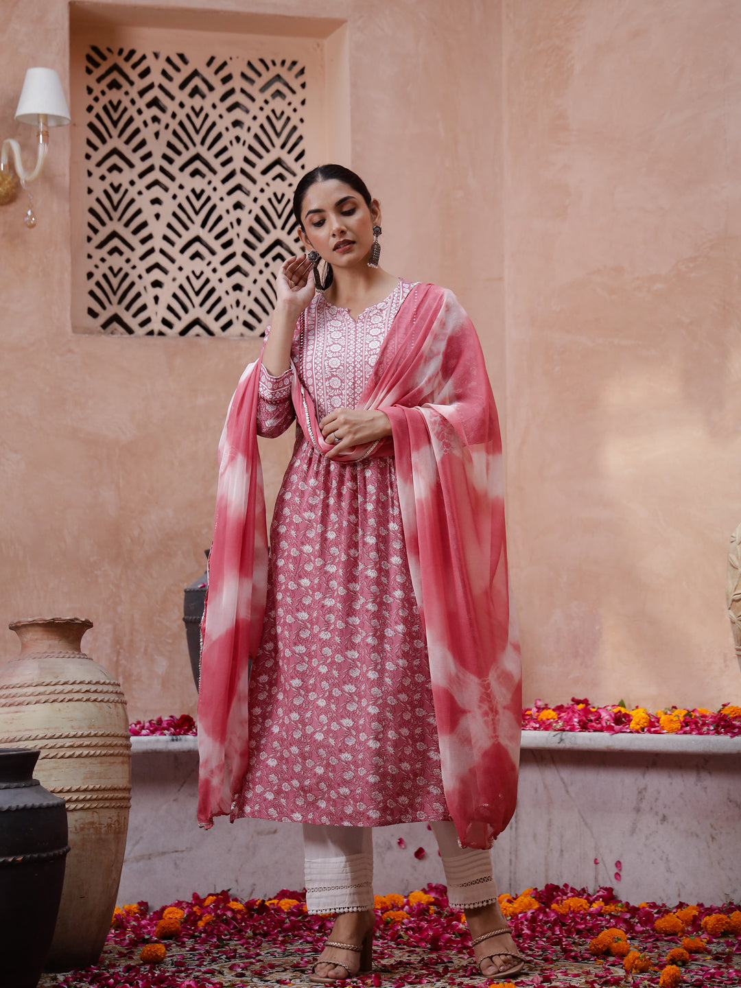 Floral Printed Kurta Set with Dupatta