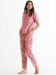 Pink Cotton Slub Night Suit