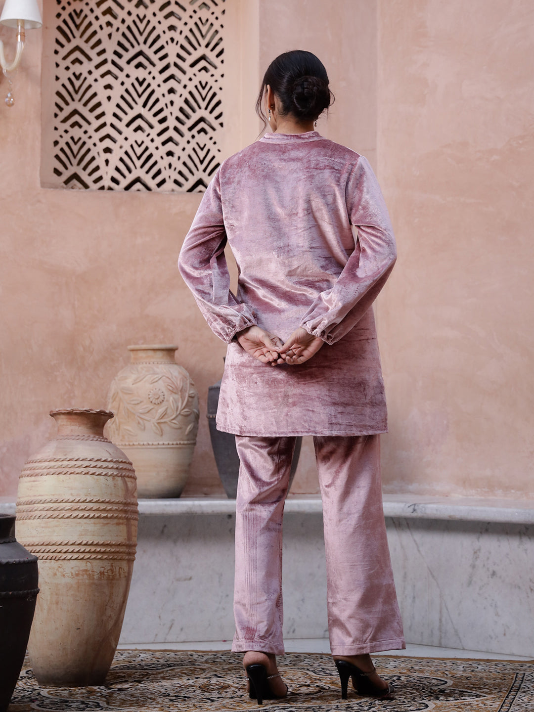 Pink Solid Winter Co-ord Set