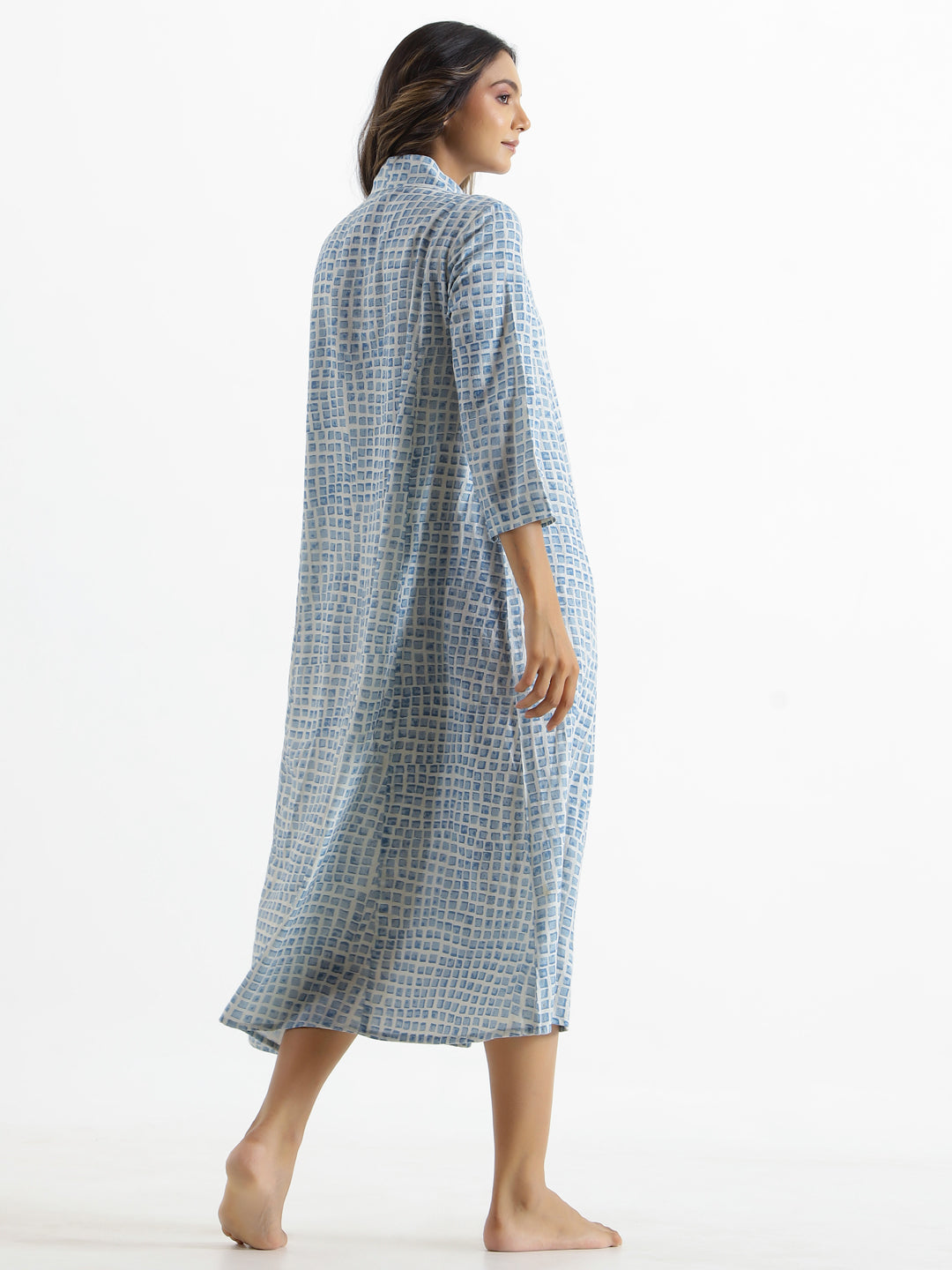 Checks Cotton Night Dress - SanskrutiHomes 