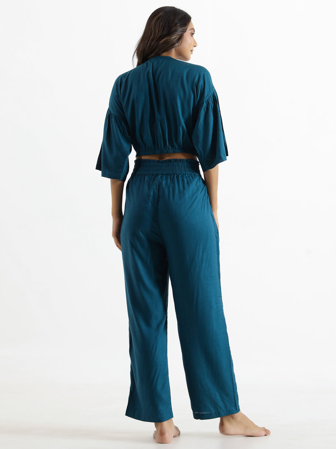 Women Rayon Slub Night Suit - SanskrutiHomes 