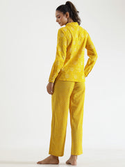 Yellow & White Printed Night suit