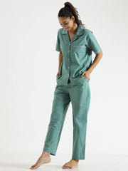 Green Solid Night Suit