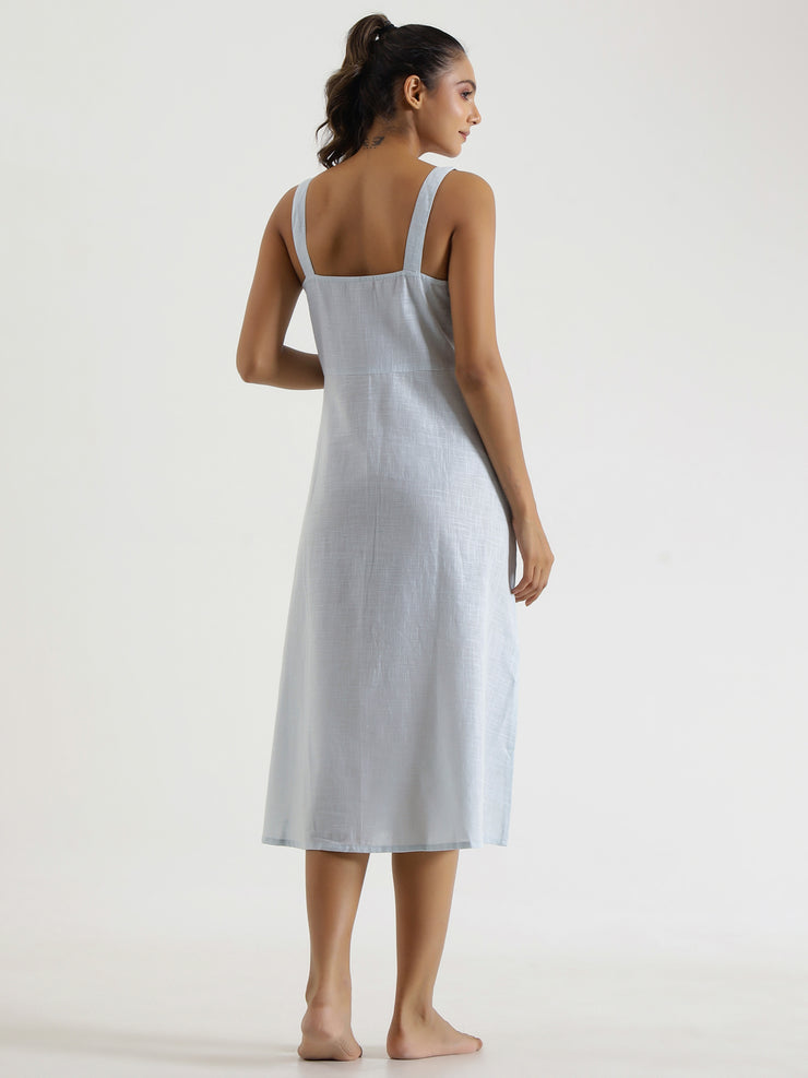 SOLID POWDER BLUE Cotton NIGHT  Dress