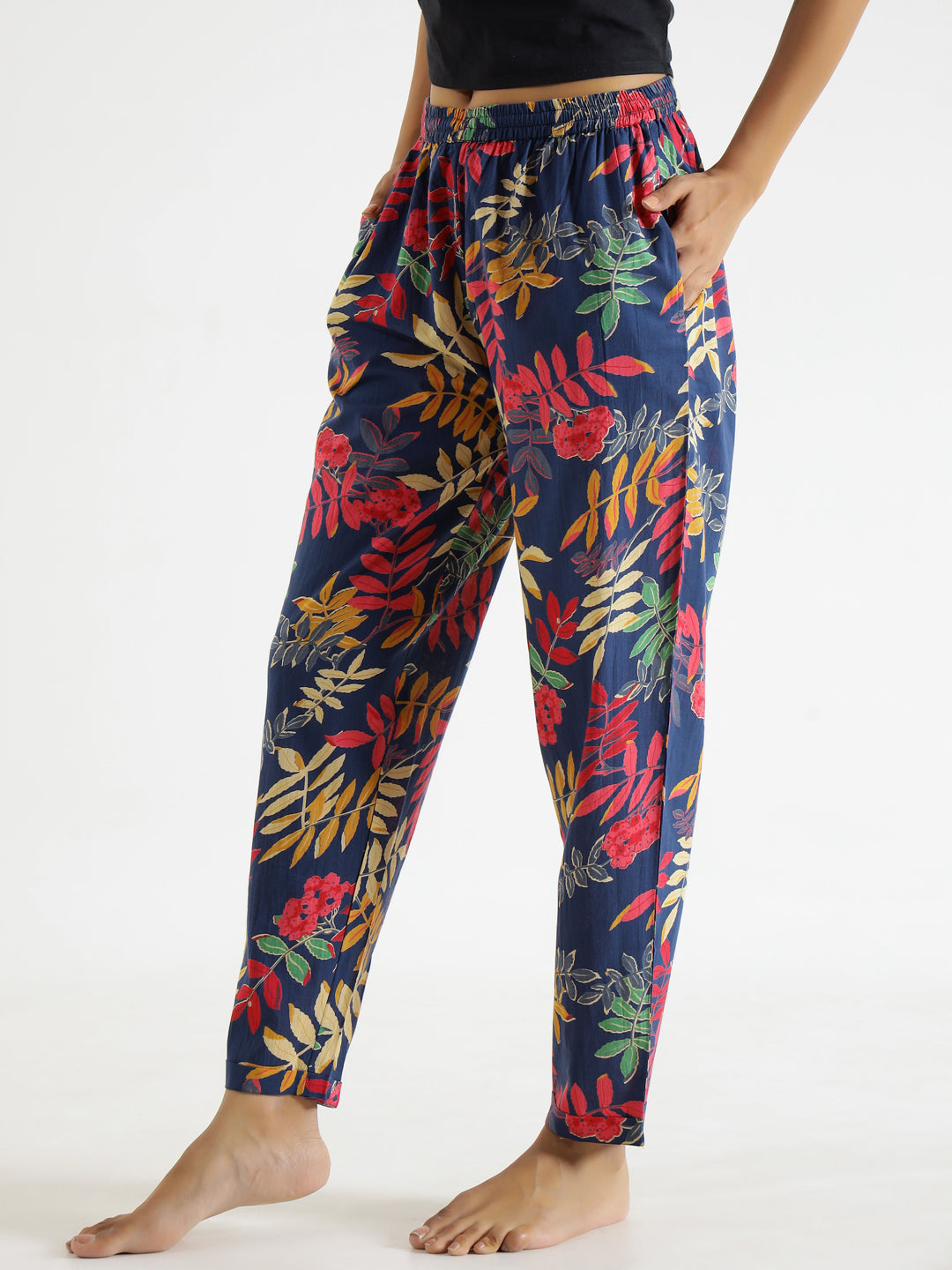Indigo Printed Pure Cotton Lounge Pants - SanskrutiHomes 