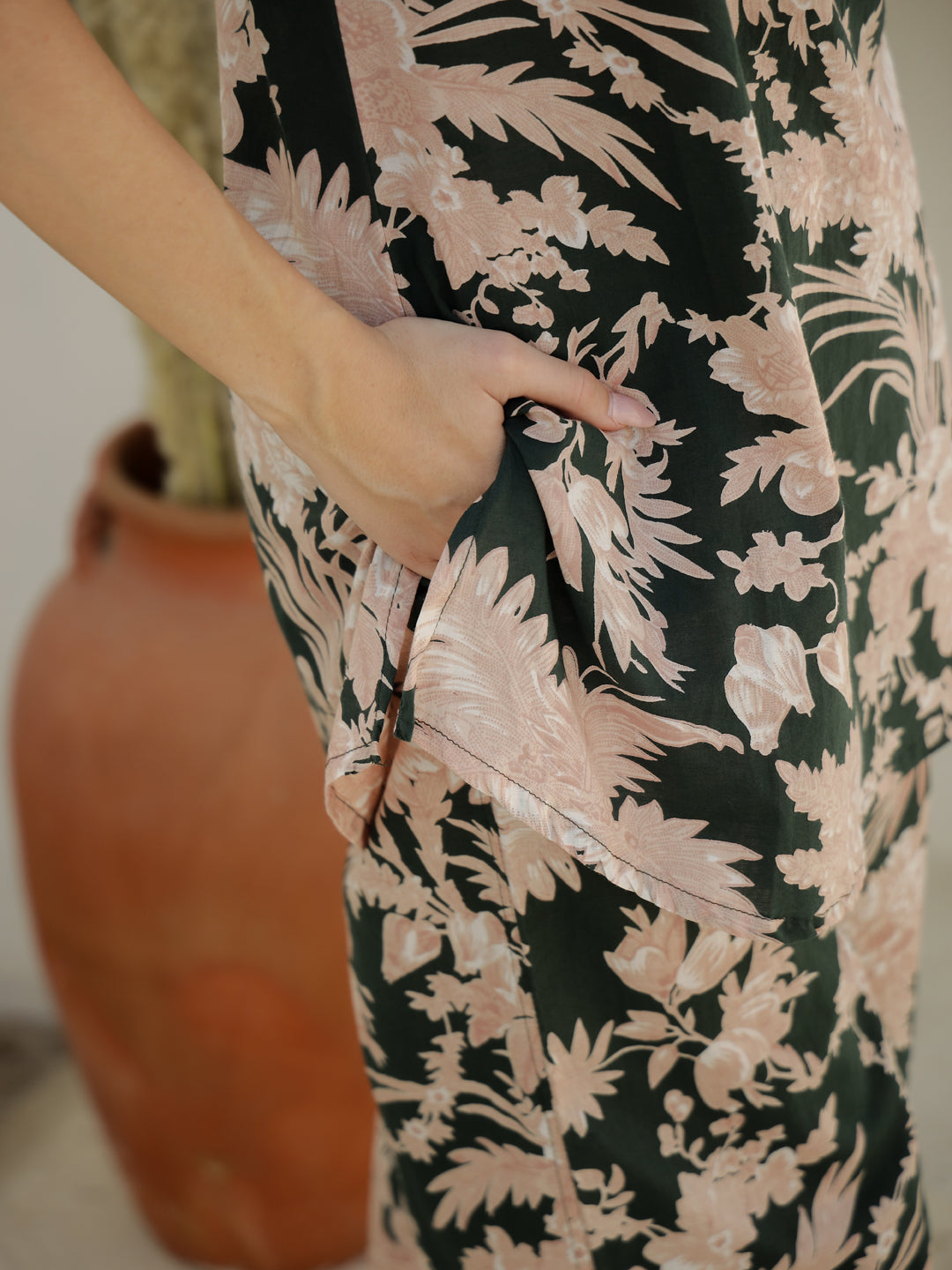 Green Color Flower Printed Night Suit