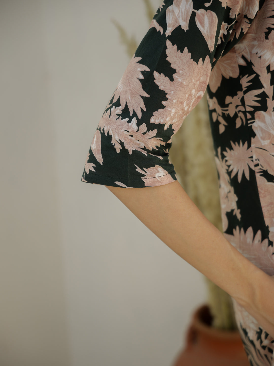 Green Color Flower Printed Night Suit