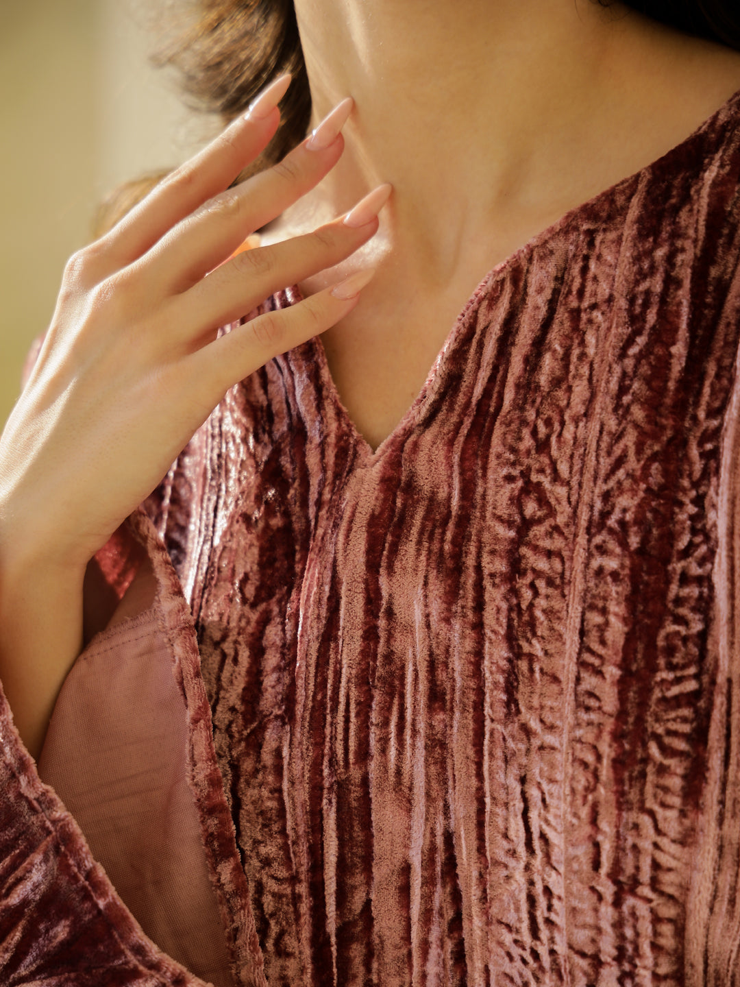 Flamingo crush velvet Night Suit for Women