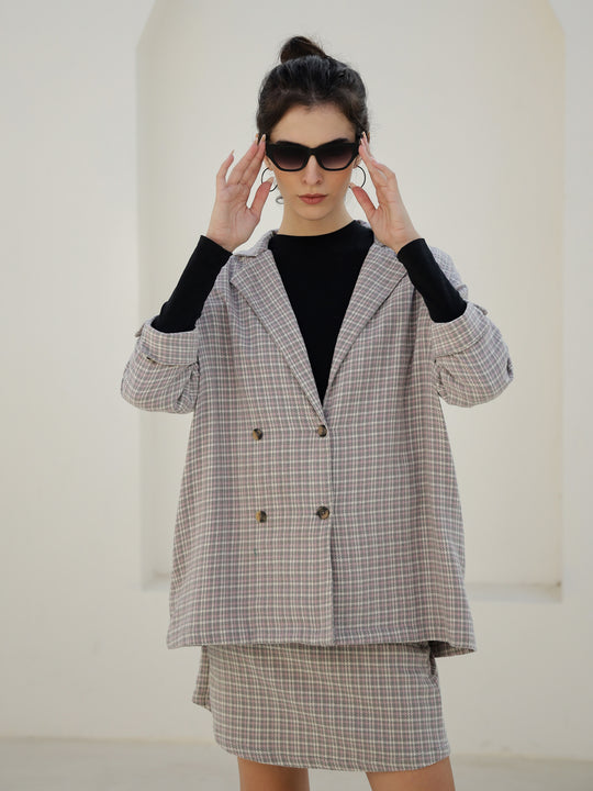 Grey Color Strips Printed Co-ords Set