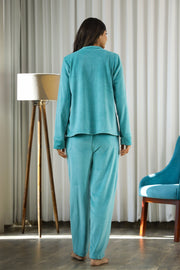 Sea Green Velvet Night Suit