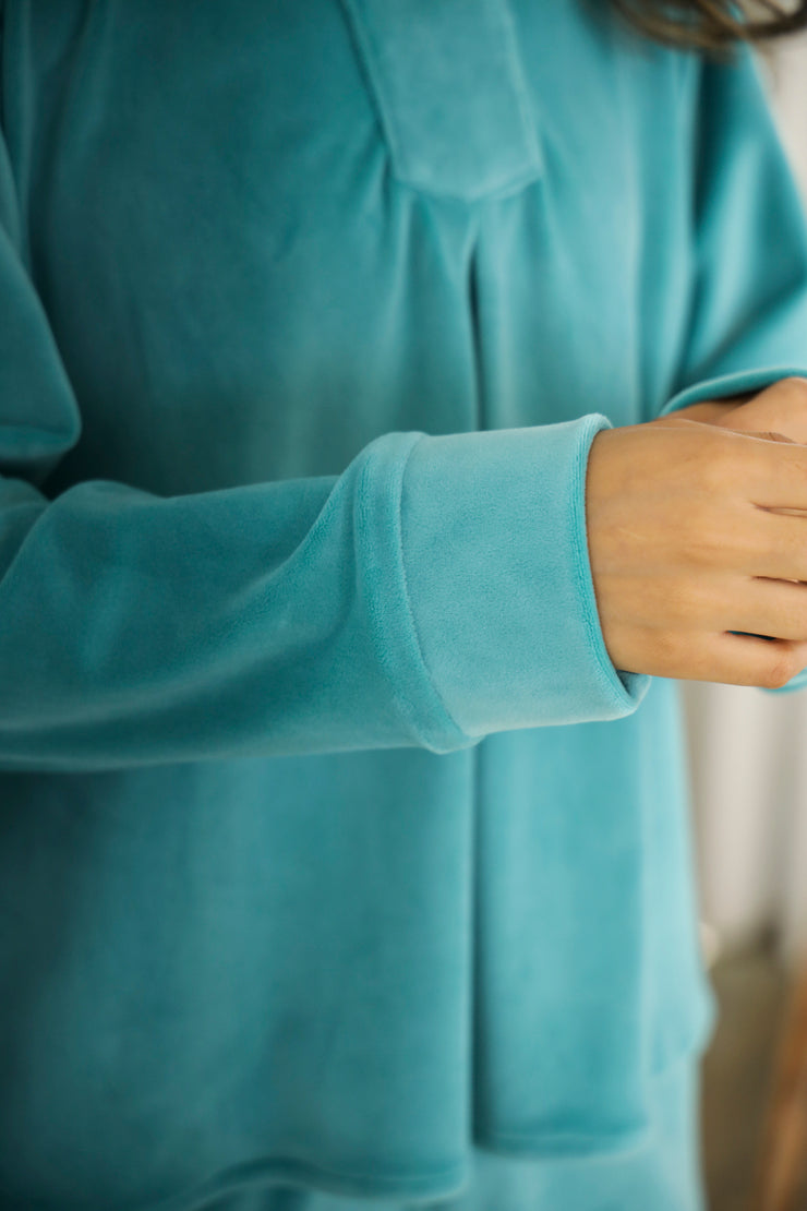 Sea Green Velvet Night Suit