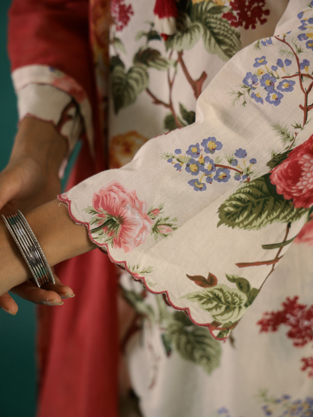 Floral Printed Cotton Kurta Set with Dupatta