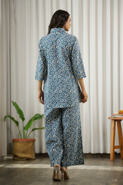 Blue Cotton palazzo Co-ord Set