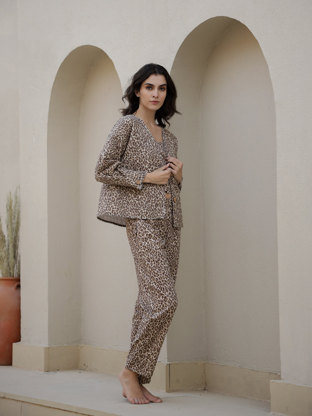 Set Of 3 Quilted Printed Co-Ords Set For Women