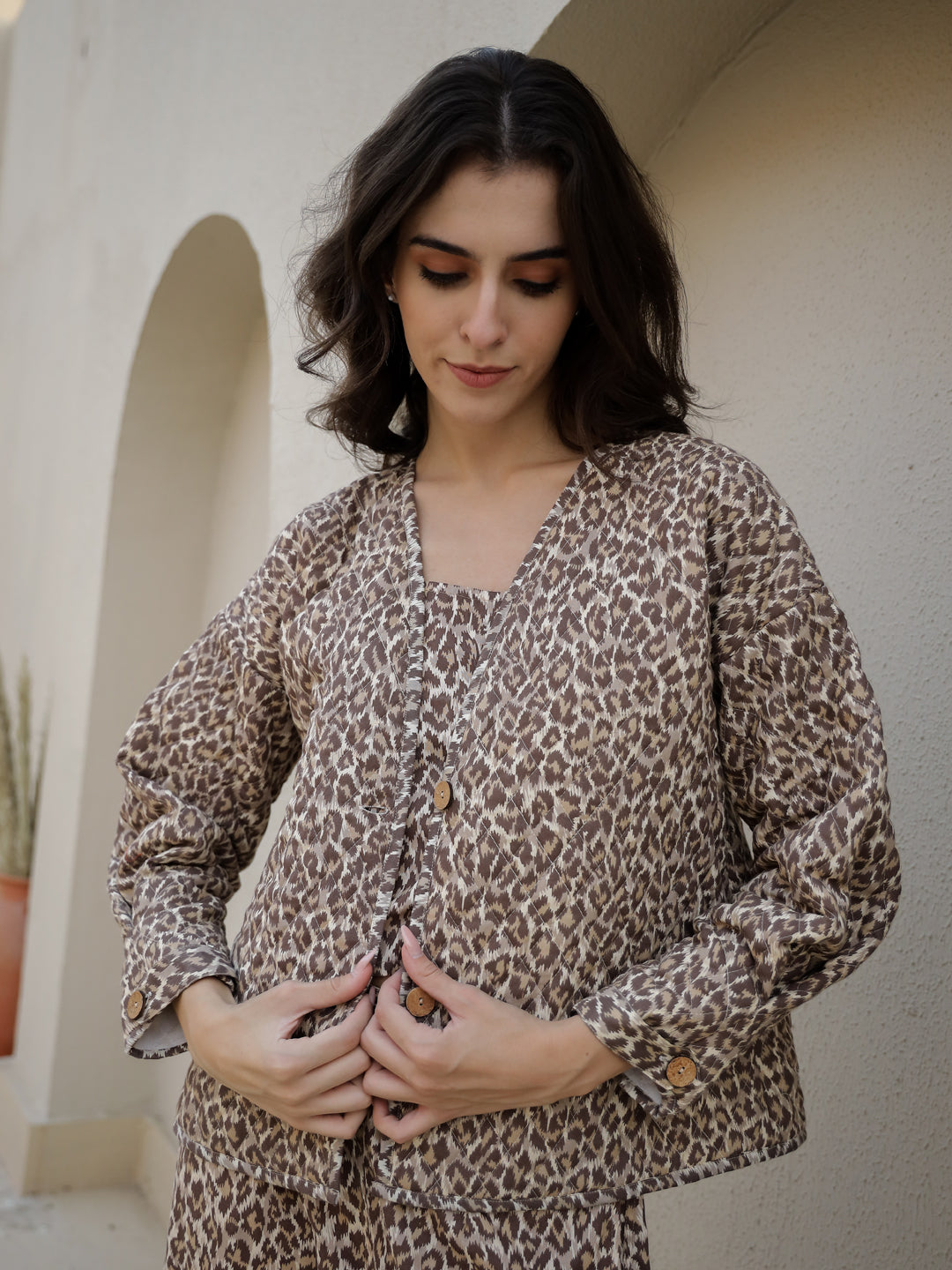 Set Of 3 Quilted Printed Co-Ords Set For Women