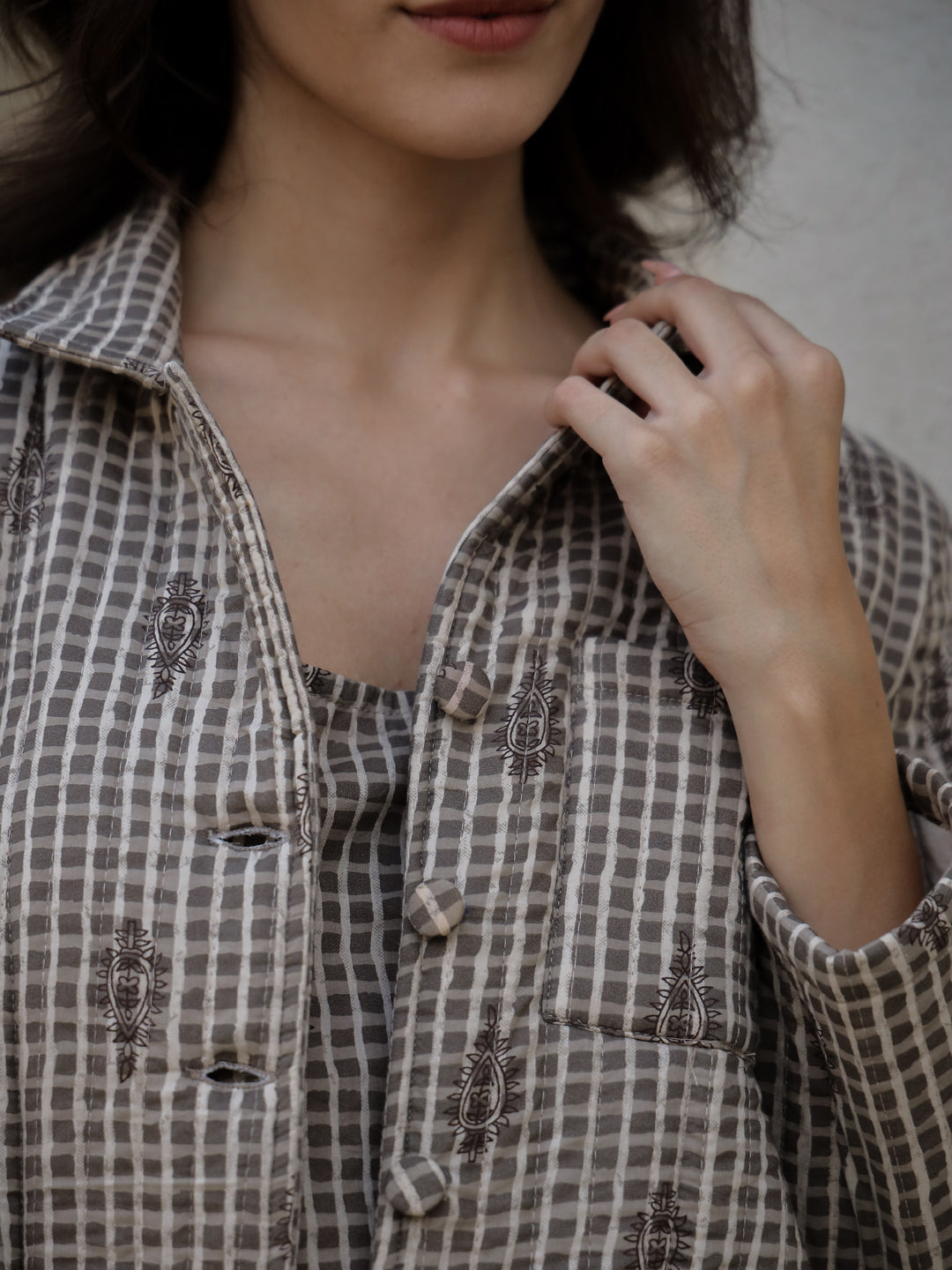 Set Of 3 Brown Quilted Night Suit Set