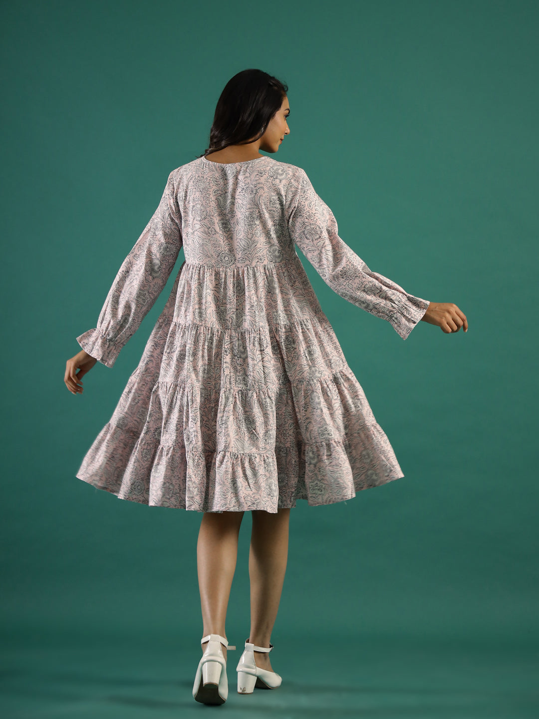 Floral Printed Cotton Dress for Women - SanskrutiHomes 