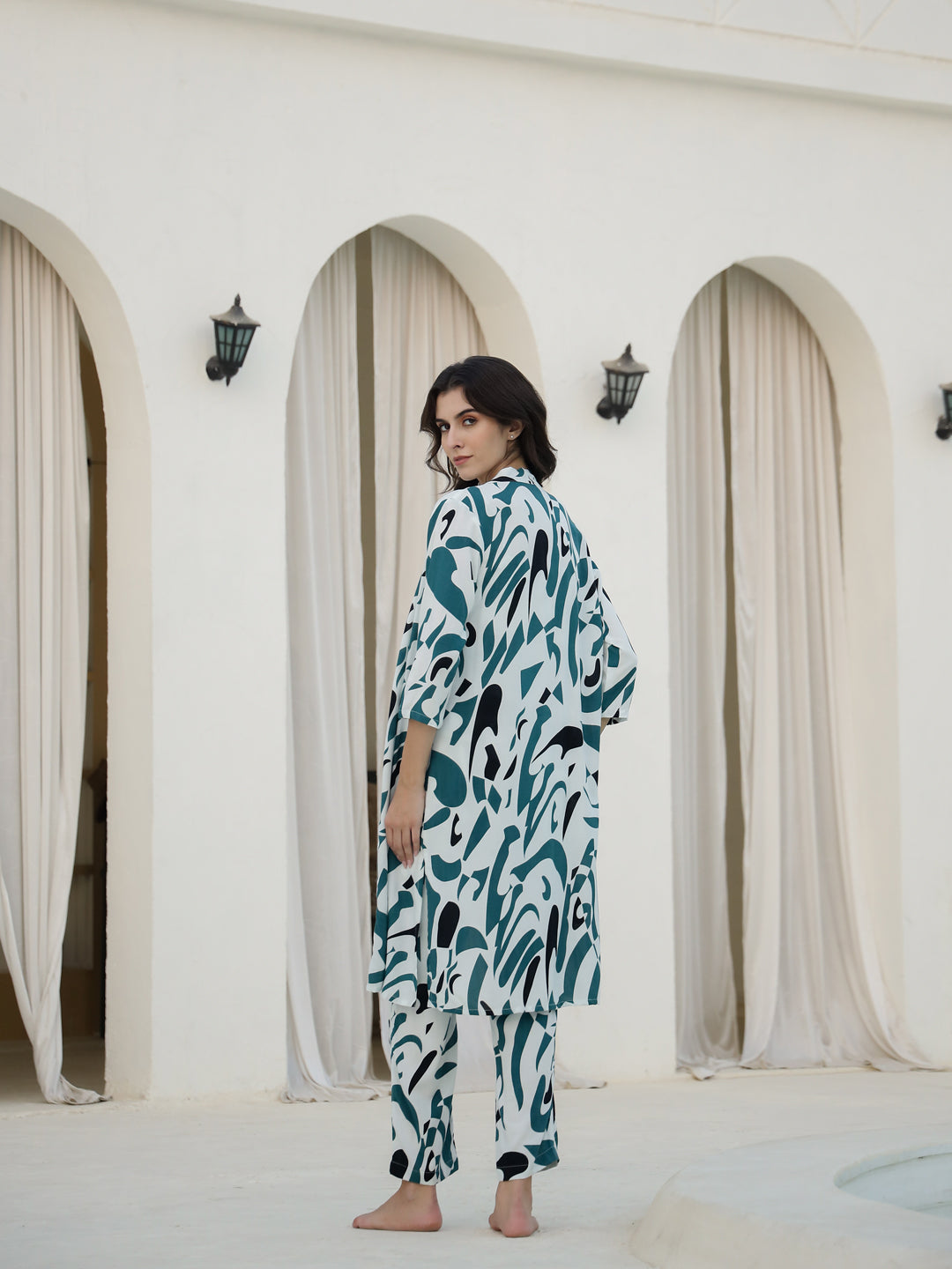 Set of 3 Printed Night Suit Set - SanskrutiHomes 