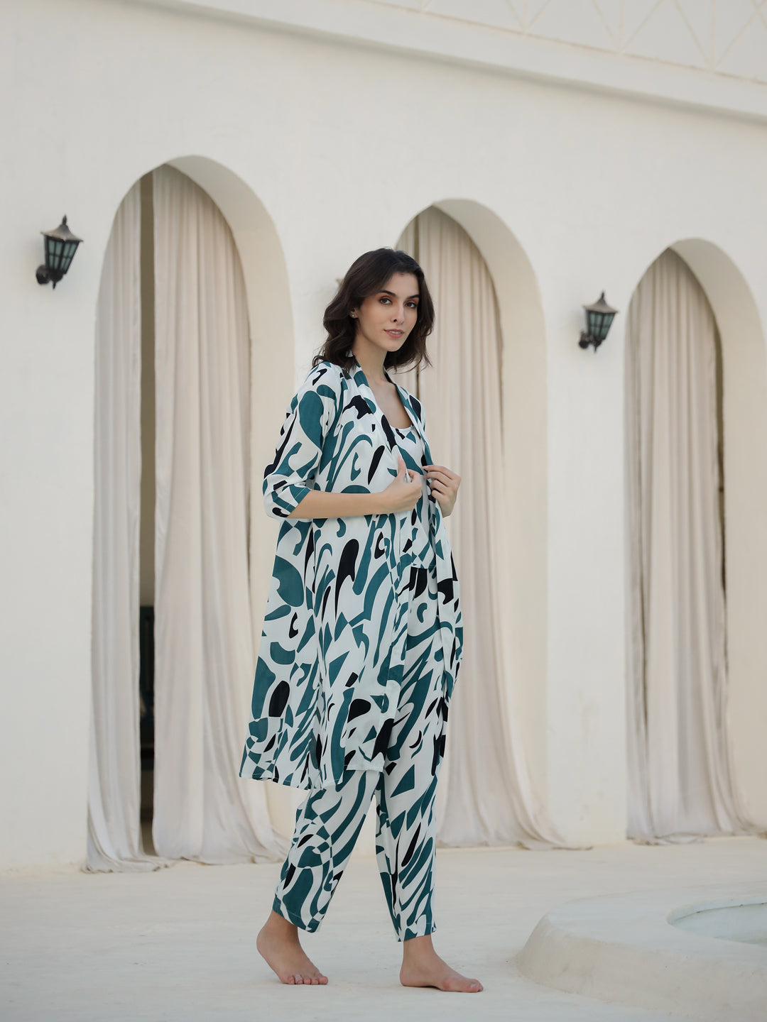 Set of 3 Printed Night Suit Set
