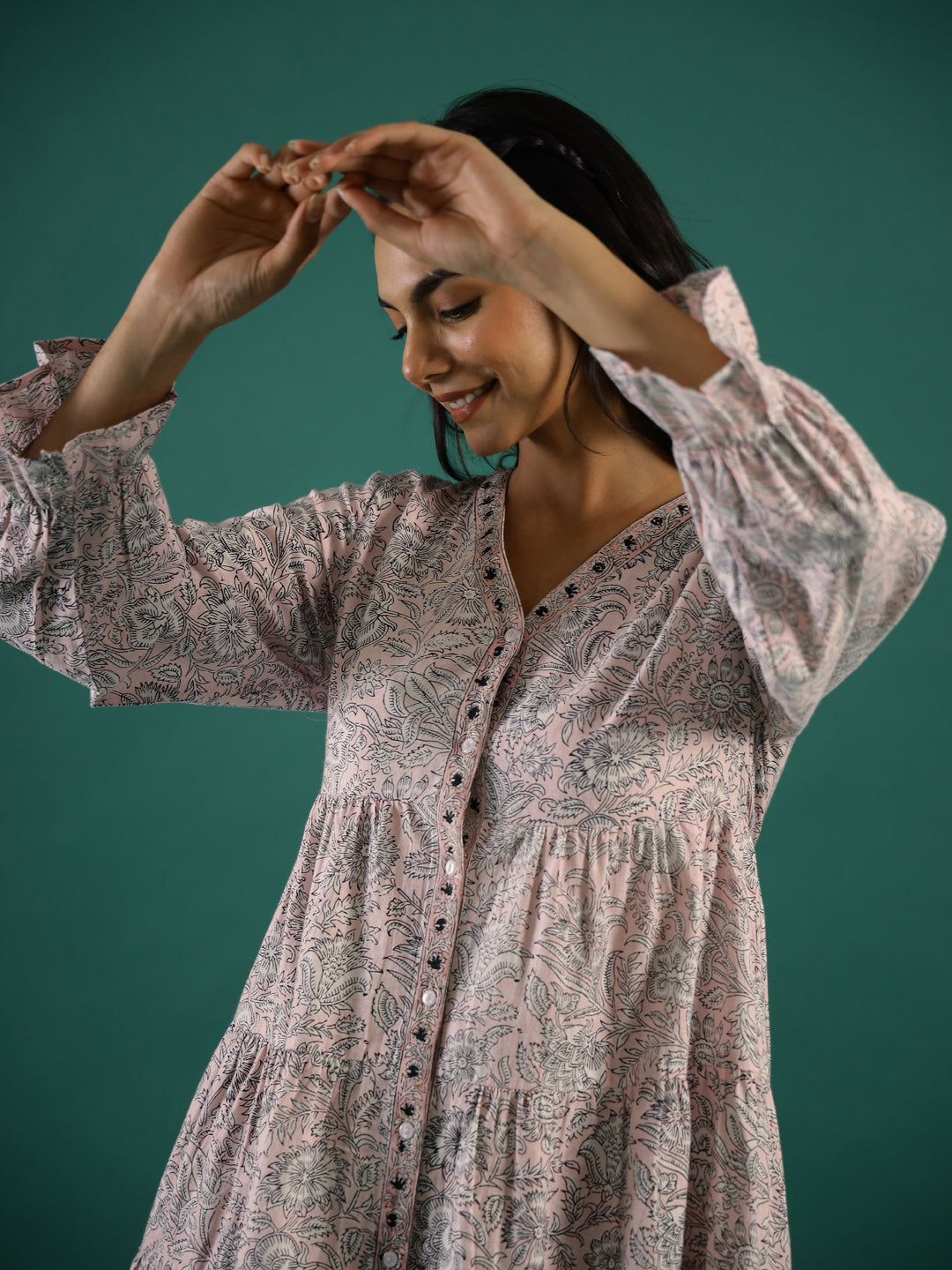 Floral Printed Cotton Dress For Women