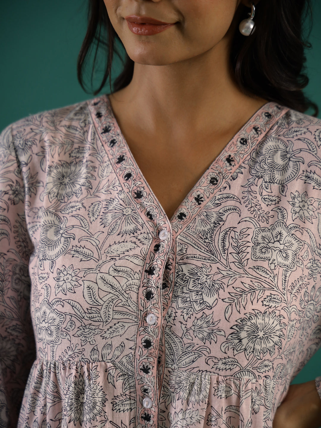 Floral Printed Cotton Dress For Women