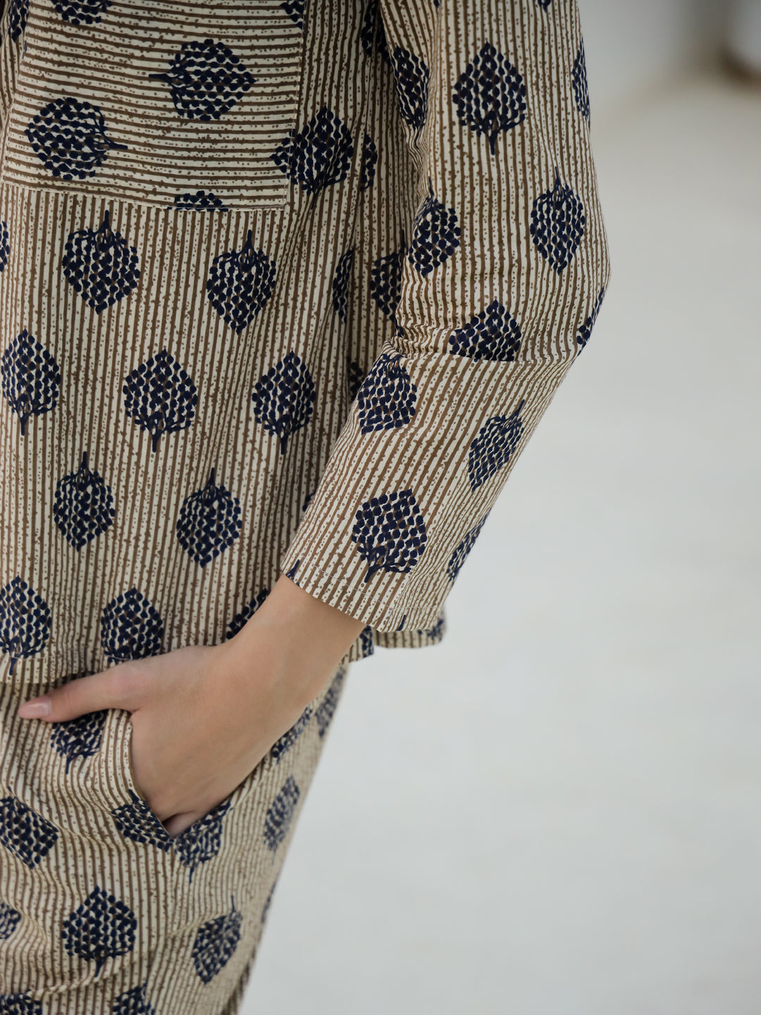 Leaf Printed Cotton Night Suit Set