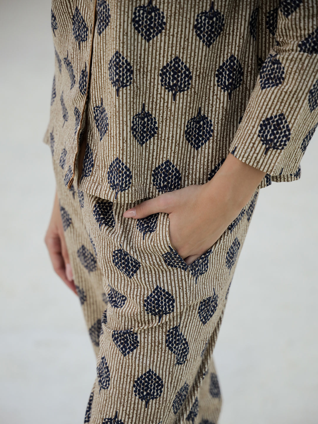 Leaf Printed Cotton Night Suit Set