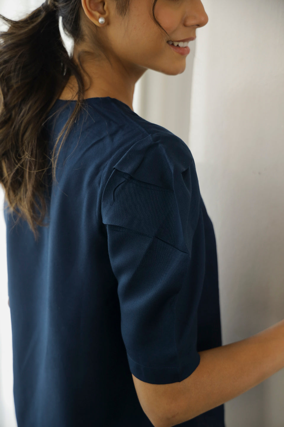 Navy Blue Rayon Night Suit - SanskrutiHomes 