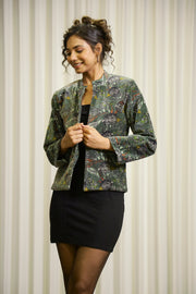 Green Printed Velvet Jacket