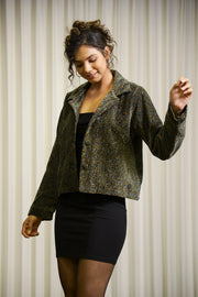 Olive Printed Velvet Jacket