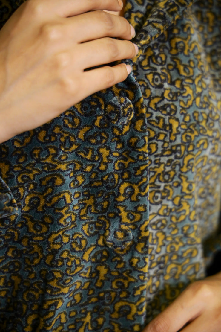 Olive Printed Velvet Jacket