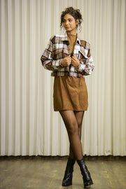 Brown & White Checks Cotton jacket