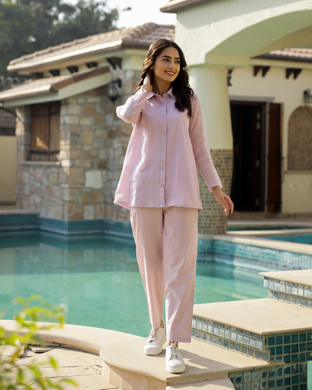Solid Print Cotton kotadoriya Co-ords Set for Women - SanskrutiHomes 