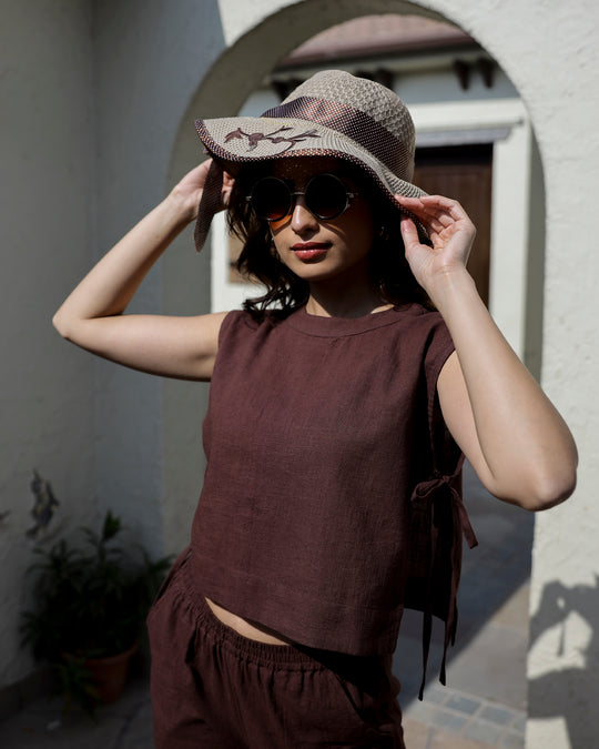 Women's Pure Cotton Brown Co-Ords