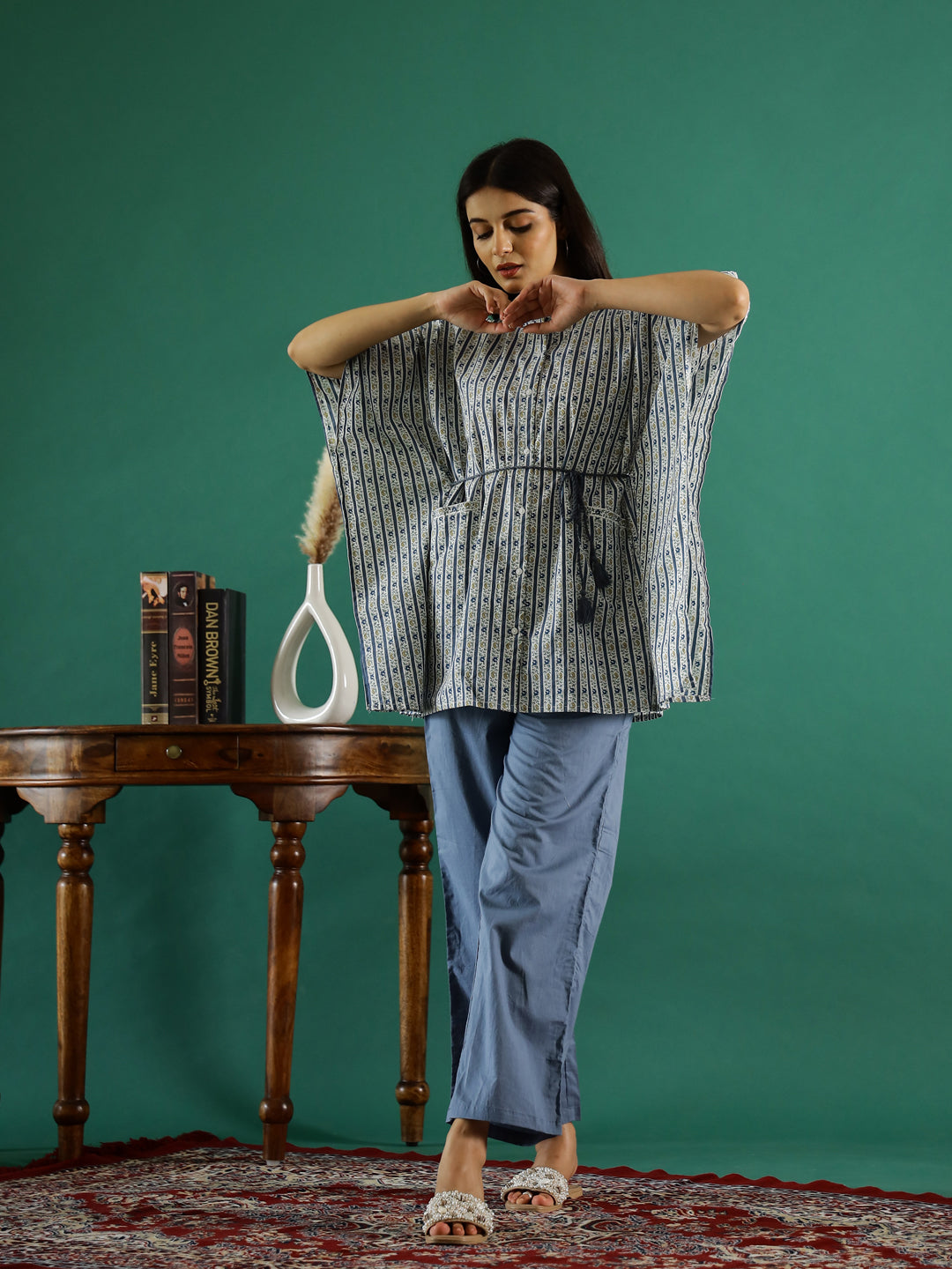 Grey Cotton Kaftan For Women