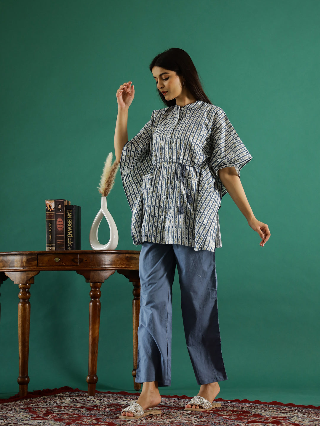 Grey Cotton Kaftan For Women