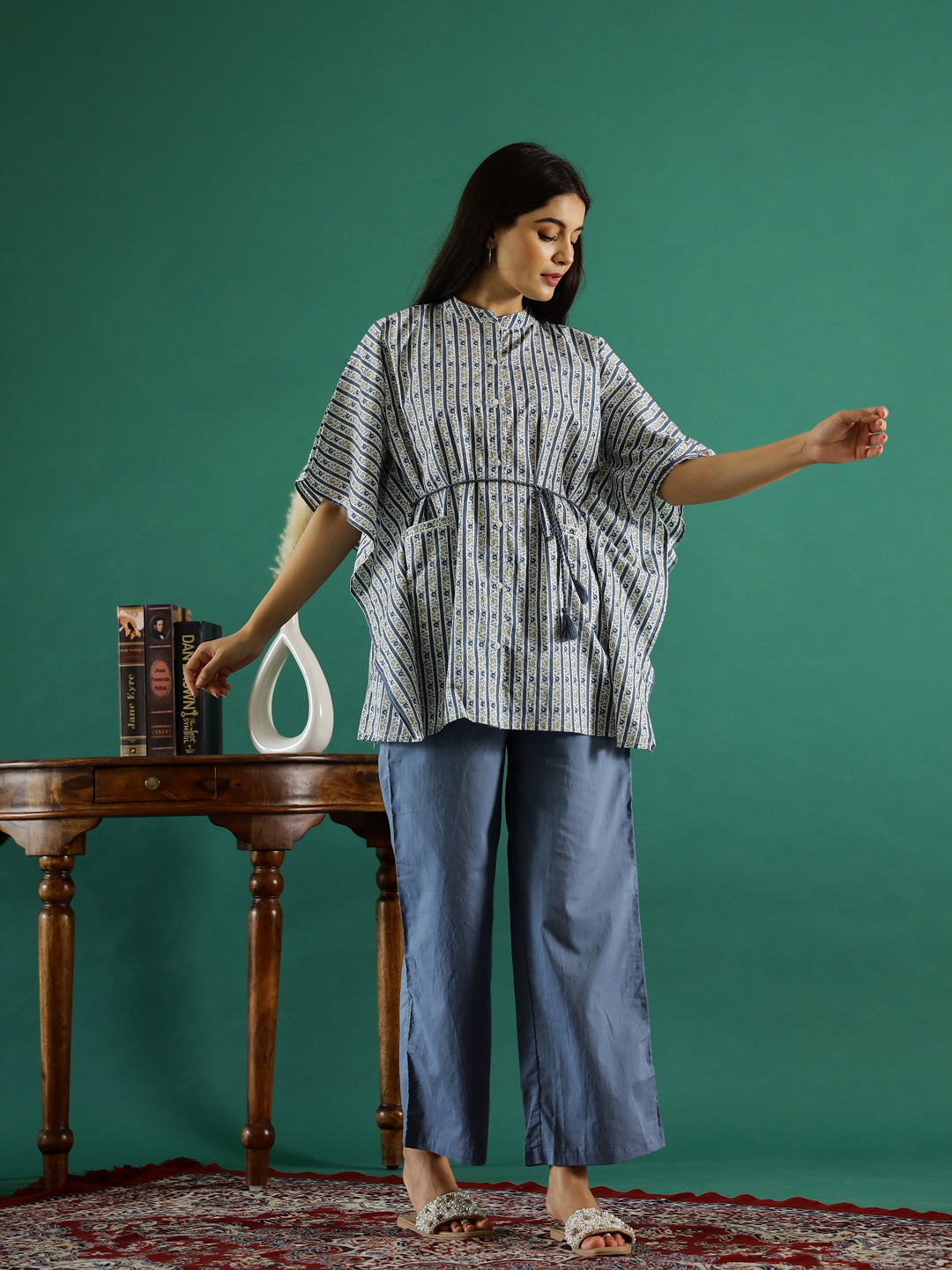 Grey Cotton Kaftan For Women