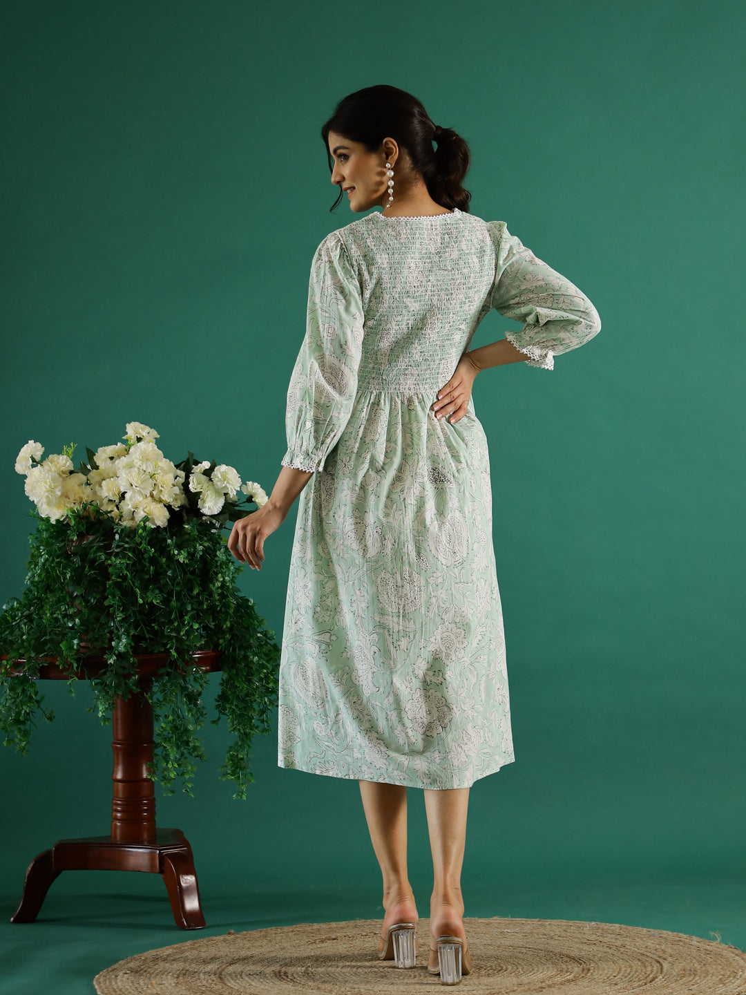 Women Green Anarkali Kurta