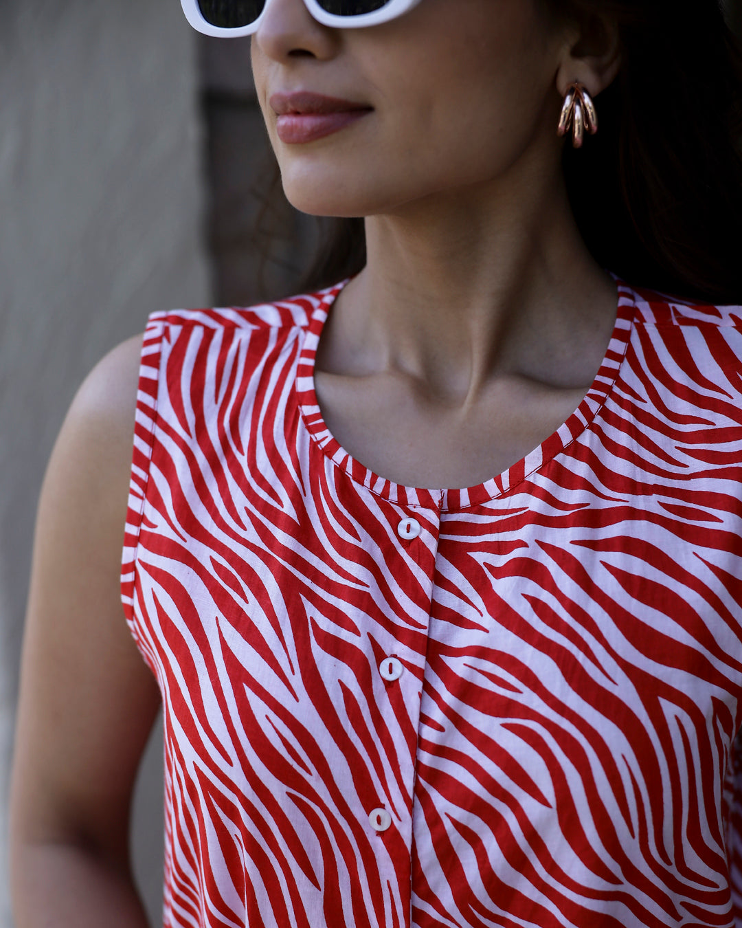 TIGER Printed red sleeveless Jumpsuit